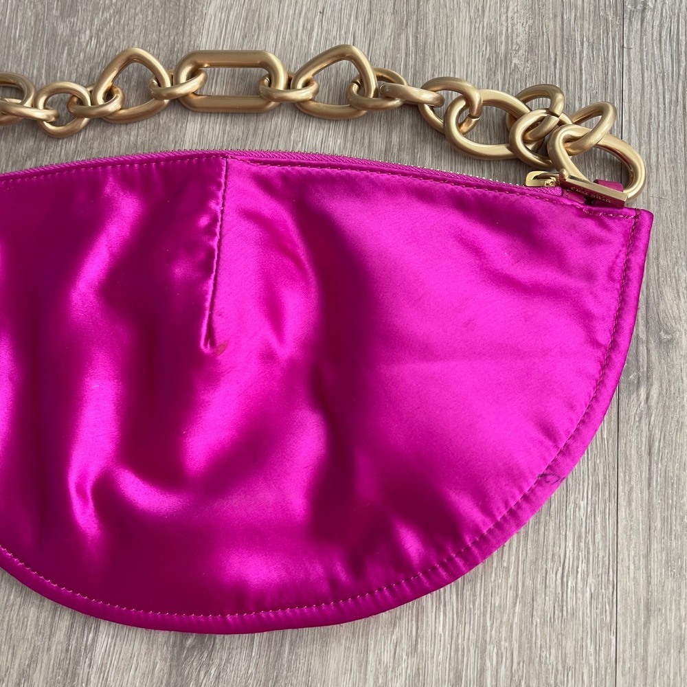 Cult Gaia Estrella Mini Anemone Pink Satin Gold Chain Shoulder Bag Chic Glam Y2K - Picture 11 of 12